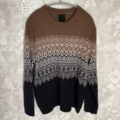 H&M ニットセーター L ブラウン・ネイビー