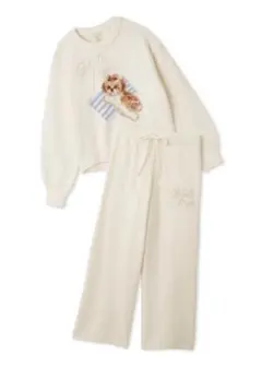 ジェラートピケ シーズージャガードプルオーバー＆ベビモコロングパンツセット