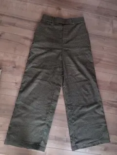 チェック柄 ワイドパンツ ウエストゴム　ユニクロ　千鳥格子