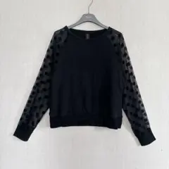 MIHARA YASUHIRO ドッキングスウェット ドットシアースリーブ 黒