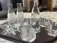 ⚠️特定月末配送　洒落て貴重透明ガラス系徳利、お猪口、ぐい呑、楊枝立他、纏め売14