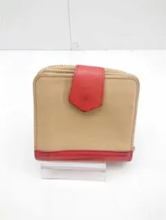 ロンシャンレザー 二つ折り財布 ベージュ系×レッド系 レディースのサムネイル