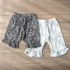 フリル付き　ショートパンツ 2色セット 2枚セット　90cm　花柄　綿100％
