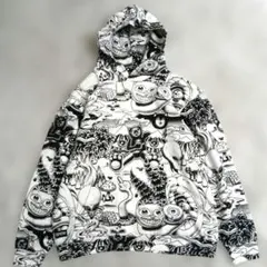 【美品】RIPNDIP 総柄　ねこ　エイリアン　裏起毛　パーカー　希少　XL