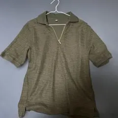 GU ハーフジップ ポロシャツ ダークグレー S