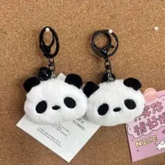 パンダ 鈴付き ぬいぐるみキーホルダー バッグチャーム 2個セット