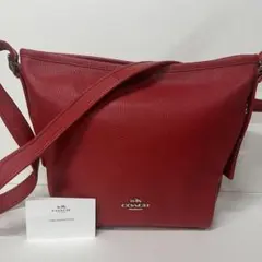 美品✨　COACH ショルダーバッグ　ミニ ダフレット　赤　レザー　36536