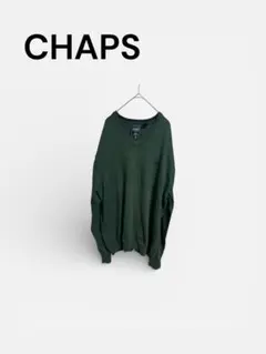 CHAPS ダークグリーン Vネックセーター　メンズニットのサムネイル