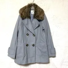 【アースミュージックアンドエコロジー】ライトブルー ダブルブレスト Pコート