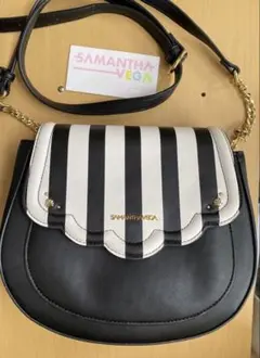 Samantha Vega ストライプ ショルダーバッグ 黒白 美品のサムネイル