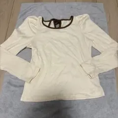【美品】イング　バックリボントップス 長袖M モカ ボリューム袖