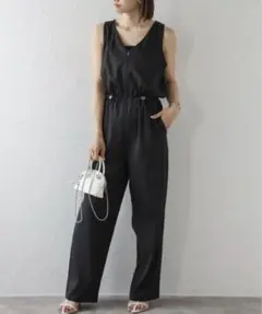 【新品・タグ付】フロントジップドロストオールインワン/BONJOUR SAGAN