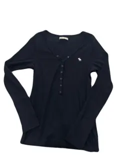 Abercrombie & Fitch ネイビー ヘンリーネックT Tシャツ