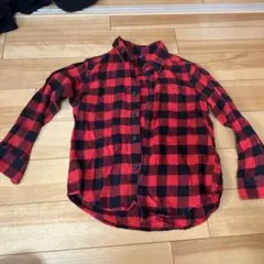 UNIQLO赤と黒のチェック柄長袖シャツ