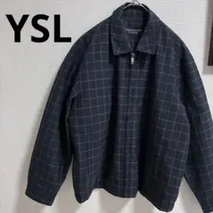 美品☆ＹＳＬイブサンローラン刺繍ロゴドリズラージャケットスウィングトップ