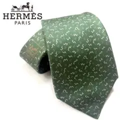 ⭐️HERMES⭐️ エルメス H柄 総柄 ネクタイ シルク 緑系