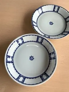 有田焼 古伊万里 祥峰作　青い花模様の皿2枚セット