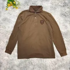 ニジュウサンクスポーツ　長袖ポロシャツ　メンズ　【L】　ブラウン　ゴルフウエア