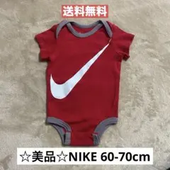☆美品☆【NIKE】半袖ロンパース 60〜70cm レッド ロゴ入りのサムネイル