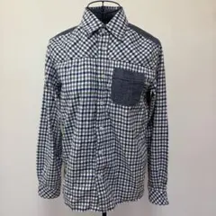 シップス　長袖シャツ　ブルー系チェック柄　Mサイズ　綿100%