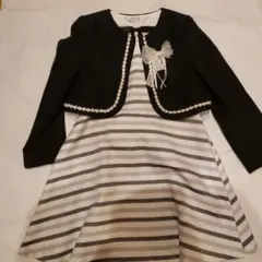 フォーマルワンピース 120cm~ 黒と白のストライプ