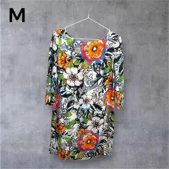 ZARA ザラ 花柄 五分袖 チュニック Mサイズ フラワー柄 春物 夏物