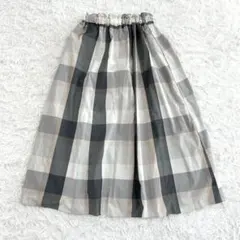 GRL グレイル ロングフレアスカート チェック柄 F グレー 大人可愛い 春夏