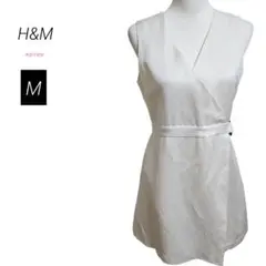 H&M リネンブレンドワンピース 白 ノースリーブ 春夏 M 新品