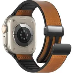 磁石で程よい密着感♪　Apple Watch　バンド 革ベルトアップルウォッチ