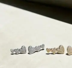 3連ハートイヤリング