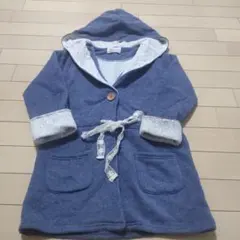 フード付き青ジャケット レース装飾130cm