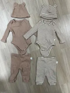 リブ編みロンパース・帽子セット 95cm以下