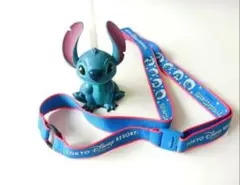 TDL　スティッチ　ペットボトル用キャップ付　ストロー　ペットボトルストラップ