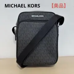 【美品】マイケルコース PVC 総柄 MK ショルダーバッグ クロスボディ 黒