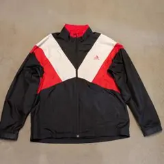 adidas ナイロンジャケット ウインドブレーカー 黒/赤/白