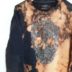 original ZARA sweat black ブリーチ グランジ スカル