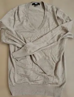 UNIQLO Vネックニット ベージュ Mサイズ