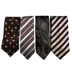 ネクタイ 4本セット メンズ ビジネス シルク ポリエステル 柄 ストライプ