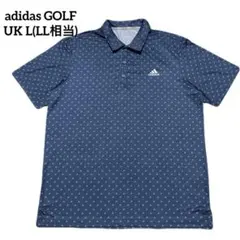 ⭐️adidas golf 半袖ポロシャツ　ロゴ総柄　ネイビー　UK L＊632