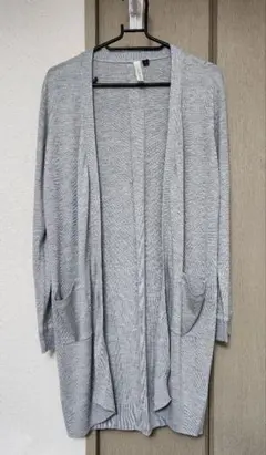 as-ideal ロングカーディガン Lサイズ グレー ラメライン入り
