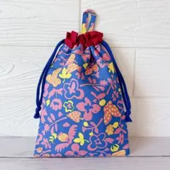 【花×蝶】給食袋　巾着袋　道具袋　ループ付き　小学校　新入学　新学期　 D-14