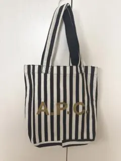 【新品】A.P.C ストライプ柄トートバッグ モノトーン A4 大容量のサムネイル