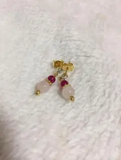 【再値下げ！】新品未使用 天然石 ピアス パワーストーン ピンク ゴールド
