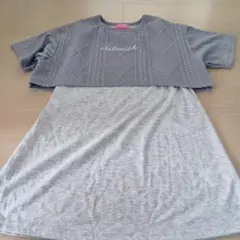 キッズ女の子 ワンピース 140cm グレー