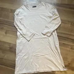 ベージュ ロング丈 カットソーワンピース M-L