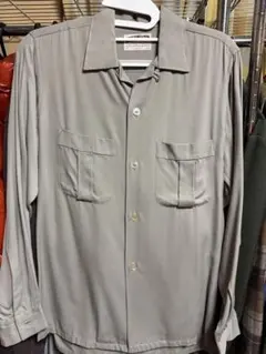 50s60s ビンテージ オープンカラーシャツ 青白黒 デッドストック 