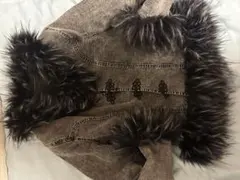 グレー ファー付きコート フード付き グランジ y2k