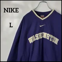 プルオーバーナイロンジャケット　NIKEナイキ　紫パープル　刺繍ロゴ　90s古着