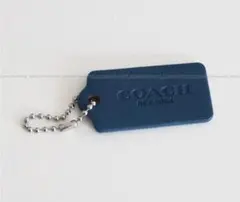 COACH レザー調　チャーム　キーホルダー　ネイビー