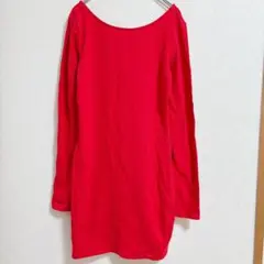 FOREVER 21 レッド 長袖 Tシャツ バッククロス カジュアル【S】
